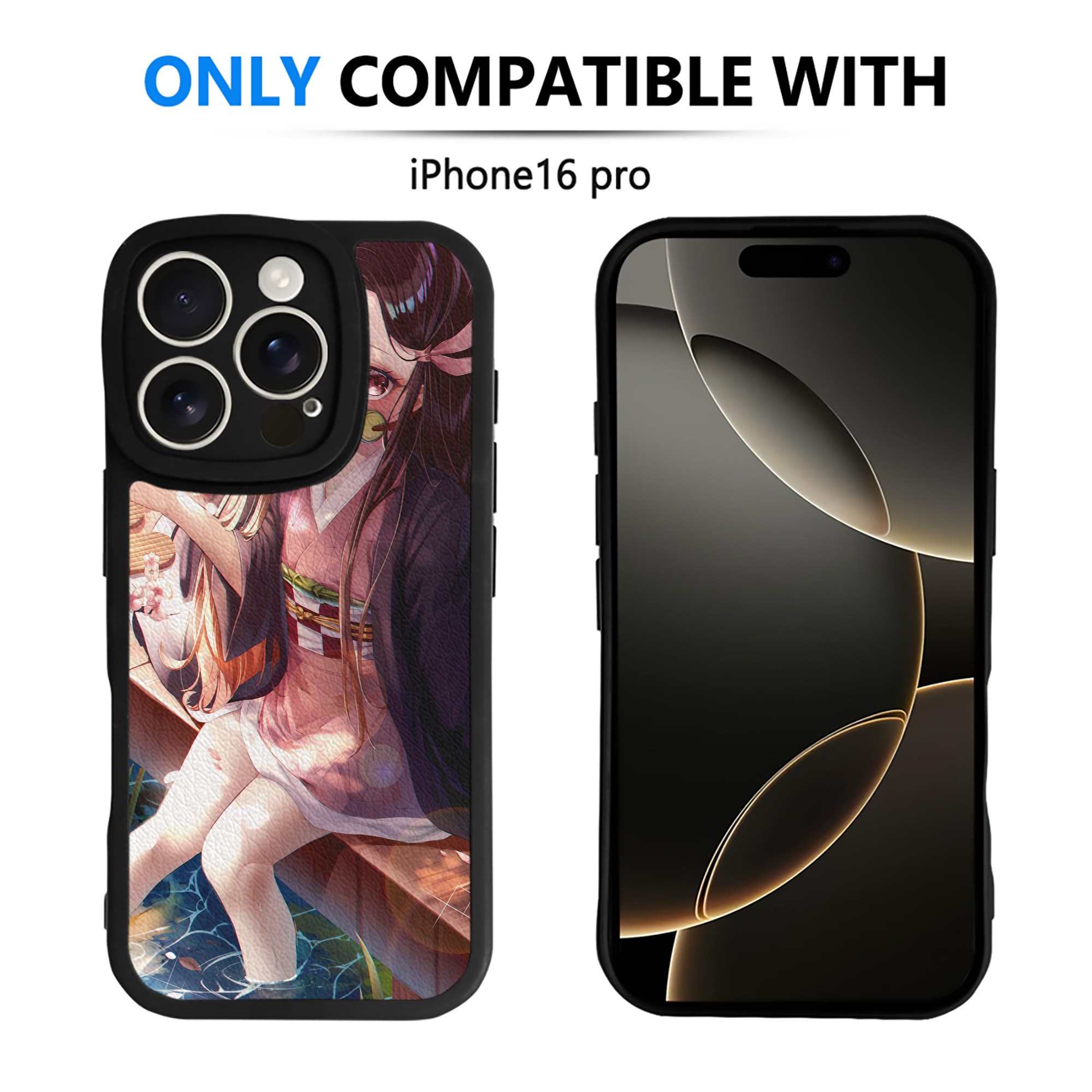 （画像用） 鬼滅の刃（きめつのやいば）竈門 禰󠄀豆子／かまど ねずこ Kamado Nezuko 【iPhone 16シリーズ対応】シリコンスマホケース（レザー調） 材質：シリコン